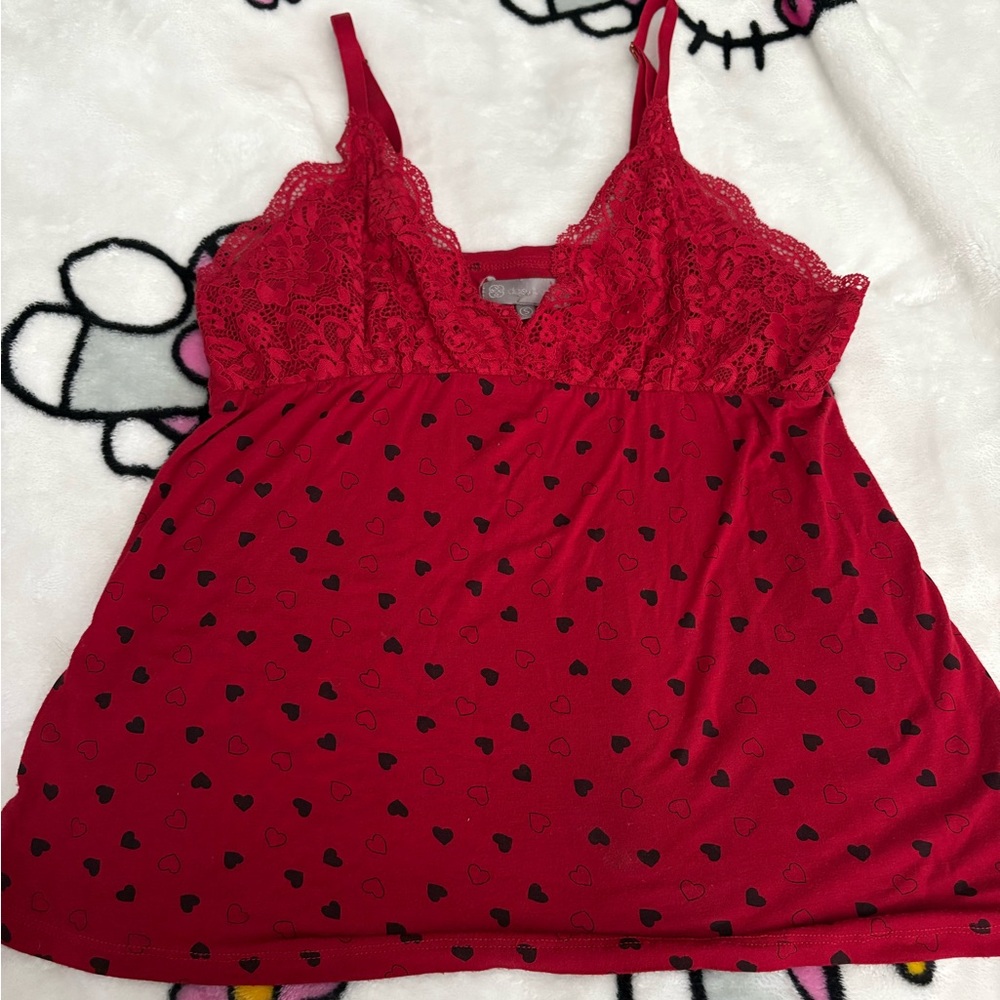 Daisy Fuentes Red Lace Trim Cami